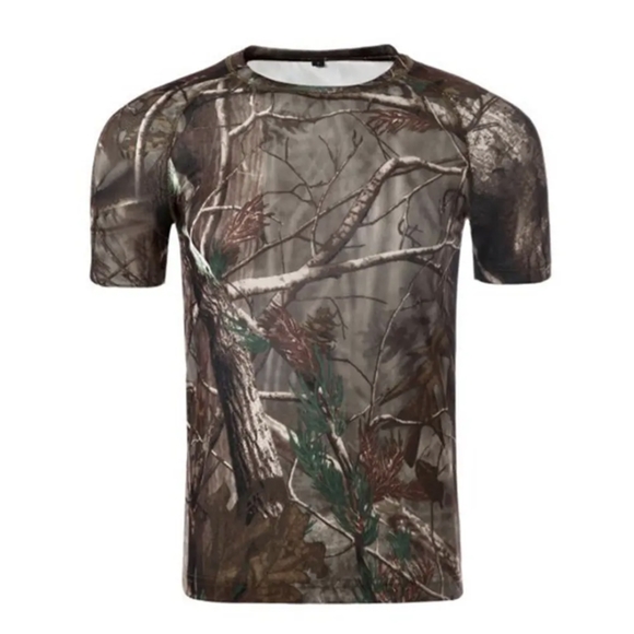Mens Camo Hunting Short Sleeve Shirt Quick Dry Sun Protection Athletic Shirts US - Picture 2 of 2